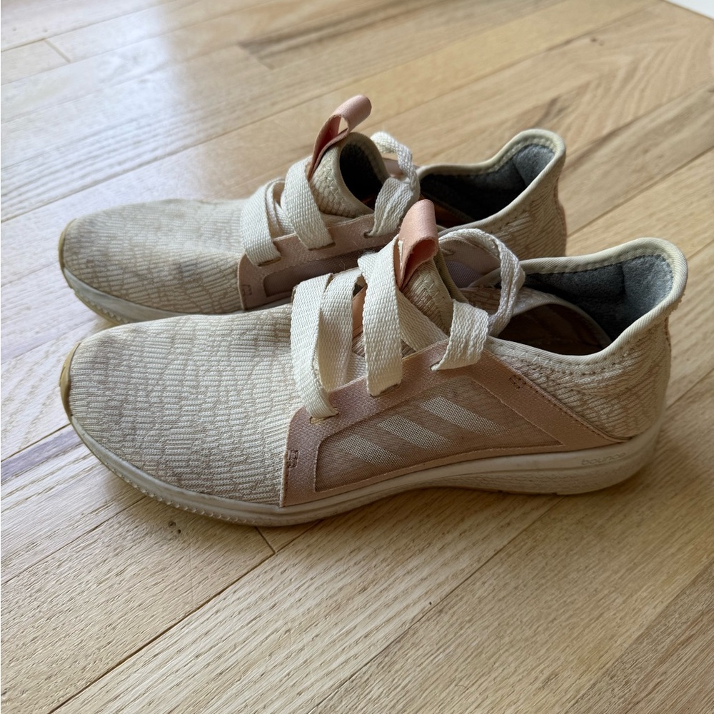 Adidas Light Beige and Soft Pink Athletic Shoes